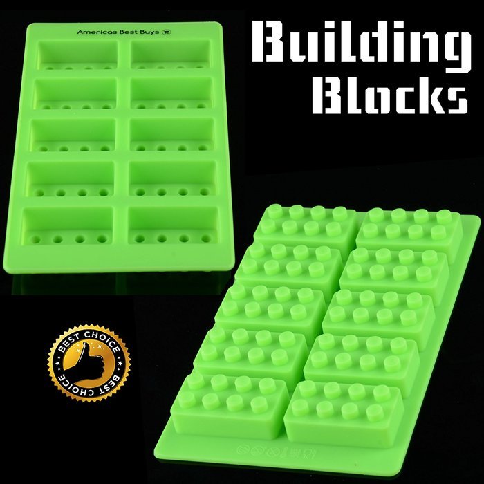 Best Candy Molds & Ice Cube Mold for Lego Lovers with Bonus Recipe eBook by Americas Best Buys (4-Pack)
