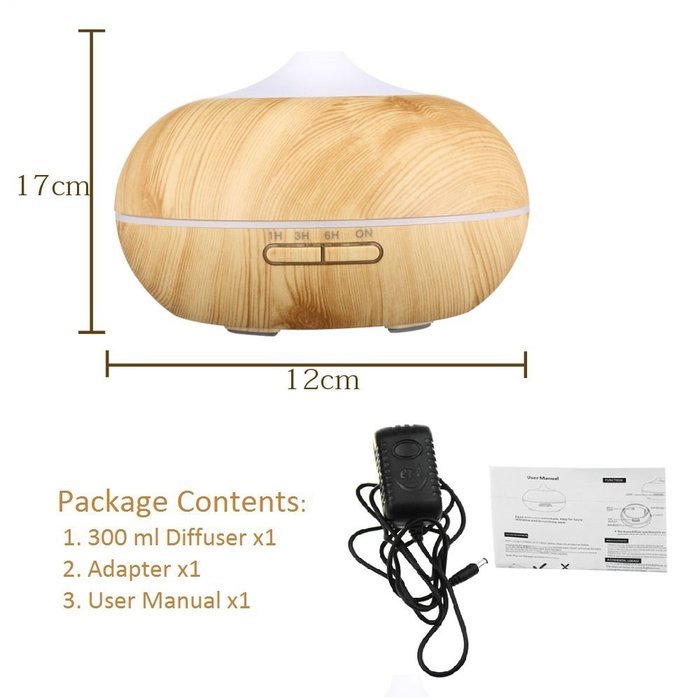 Yoosion Wood Grain Cool Mist Ultrasonic Humidifier Filter Free Silent 300ml Water Tank Moist Air Humidifier Filterless... N6