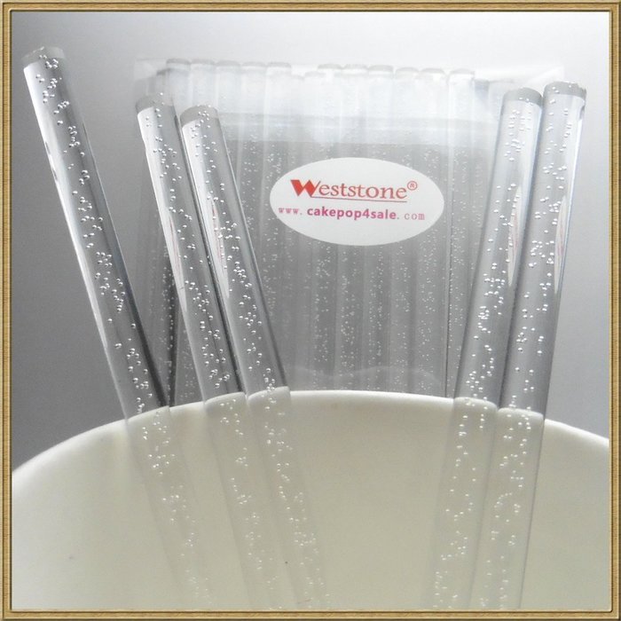 Heavy duty - 40pcs 6 in x 7/32 Acrylic Sticks For Cake Pops or Candy Apple (Clear Bubble)