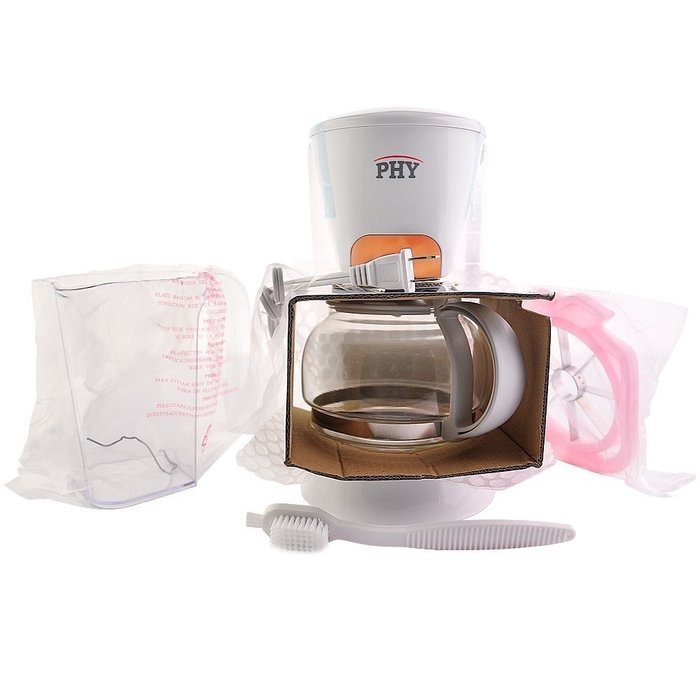 PHY Coffeemaker with Glass Carafe, Permanent Filter and Semi Transparent Water Tank (Orange) - 4-Cup/0.6L N5