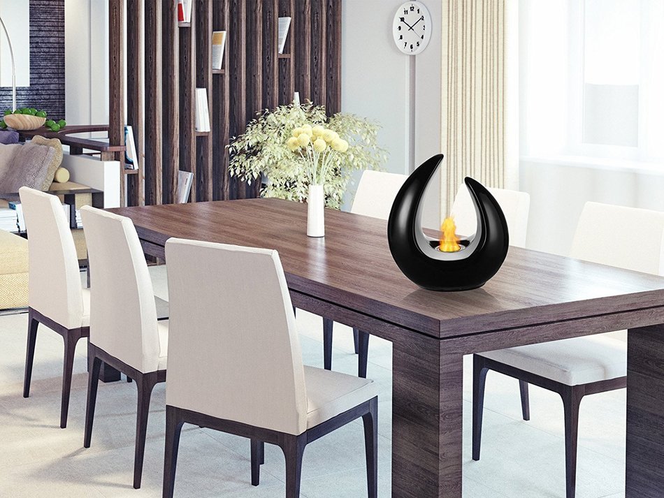 Ignis Mika Black Ceramic Tabletop Ventless Ethanol Fireplace N3