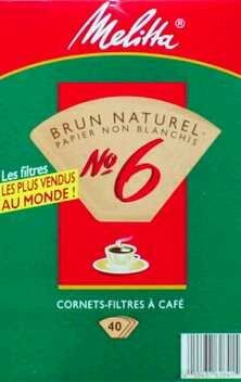 Melitta Cone Coffee Filters Natural Brown Unbleached No. 6 40 Count