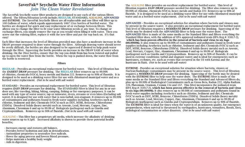 $averPak Single - Includes 1 Seychelle Advanced Replacement Filter for the 20oz Sports Bottle (Blue) N5