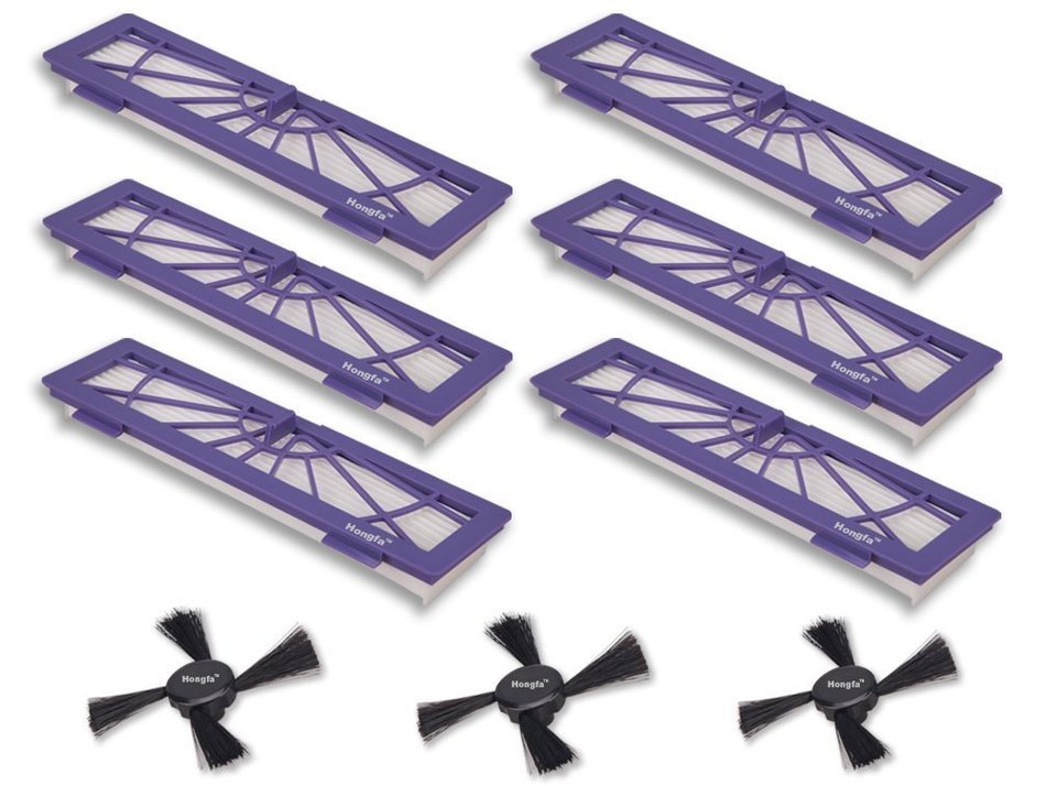 Hongfa High Performance Filters and Side Brushes Replacement for Neato Botvac Series 70e 75 80 85 Models (6) N4