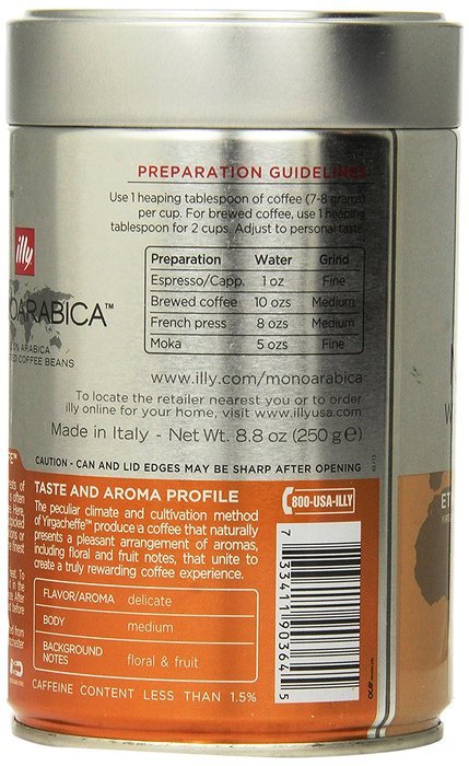 Illy Caffe Monoarabica Ethiopia Whole Bean Coffee, Light Brown, 8.8 Ounce N3