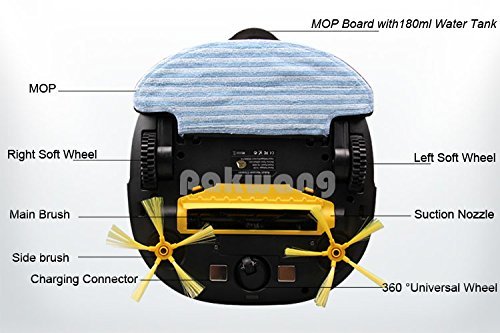 PAKWANG Wet and Dry Robot Vacuum Cleaner D5501 big mop with water tank, 2 suction nozzle and 3 models suction... N2