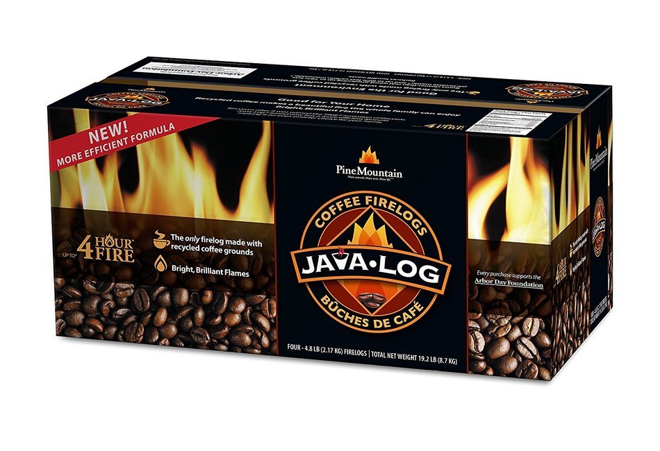Pine Mountain Java-log Firelog, 4-Hour Burn Time, Recycled Coffee Grounds N3