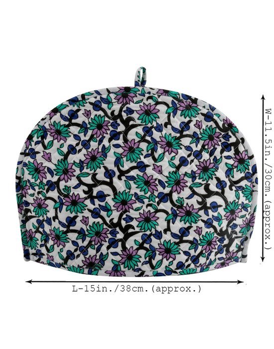 Blue Tea Cosy Cotton 15x11 Tea Cozy Printed Floral By Rajrang N4