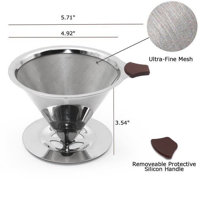 Paperless Pour Over Coffee Dripper by Possiave - Permanent Reusable Stainless Steel Durable Cone Coffee Filter... N2
