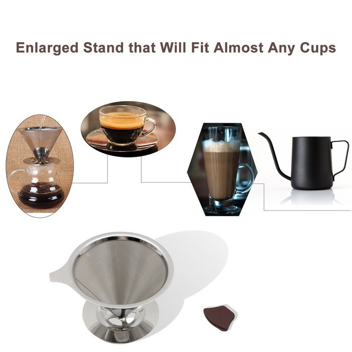 Paperless Pour Over Coffee Dripper by Possiave - Permanent Reusable Stainless Steel Durable Cone Coffee Filter... N3