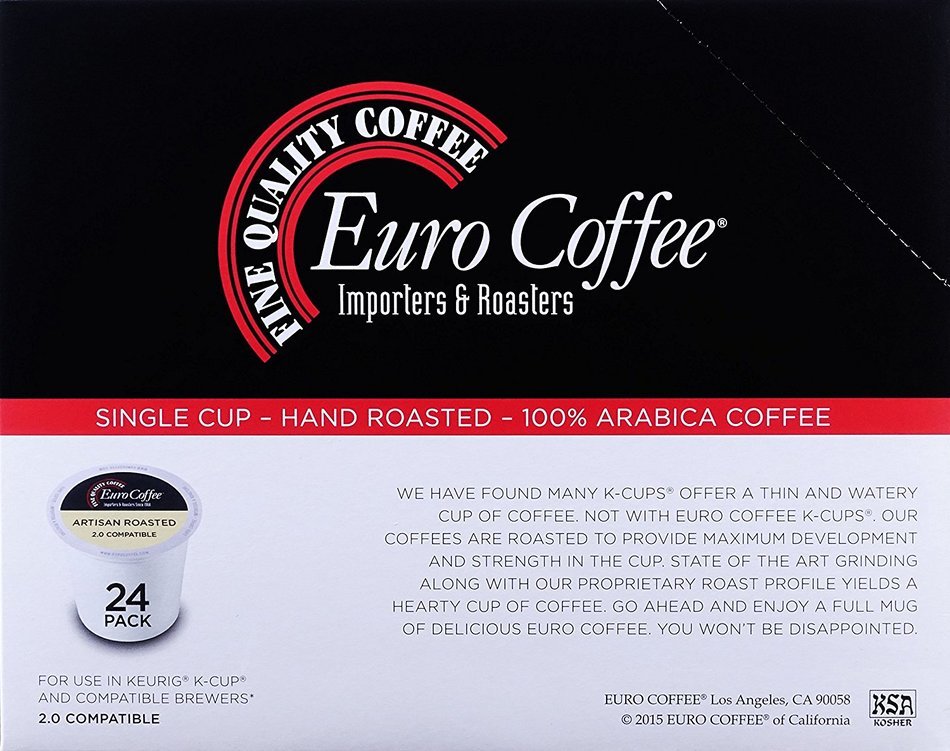 Euro Coffee Sumatra Mandehling, 24 Count Single-Serve K-Cup Keurig Compatible. Award Winning Artisan Coffee Roaster N12