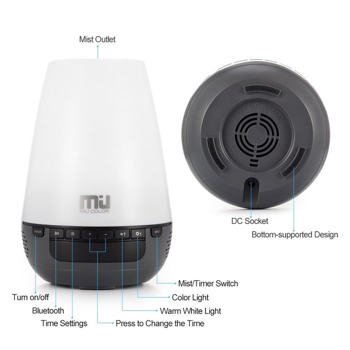 Essential Oil Diffuser, 300ml Long Time Aromatherapy Cool Mist Humidifier with Bluetooth, Digital Clock, 2 Modes... N2