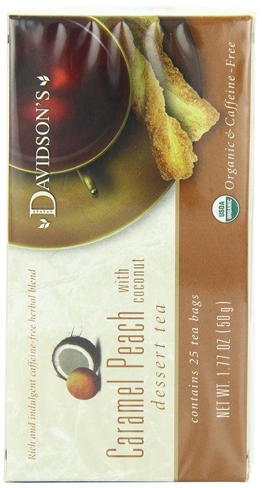 Davidson's Tea Caramel Peach with Coconut, 25 Count Tea Bag N5