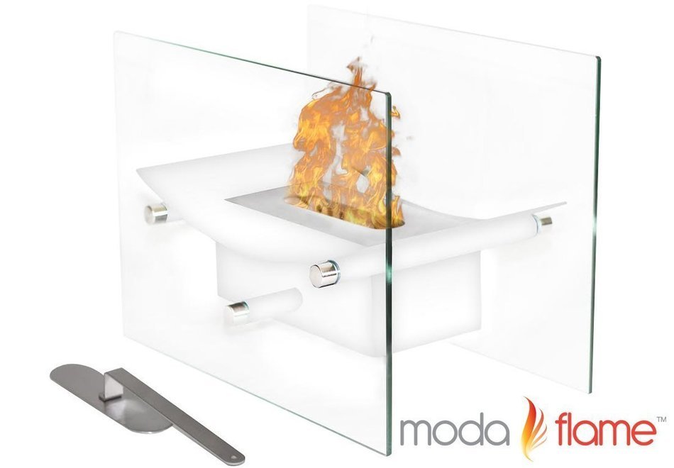 Moda Flame Cavo Table Top Ventless Bio Ethanol Fireplace in White