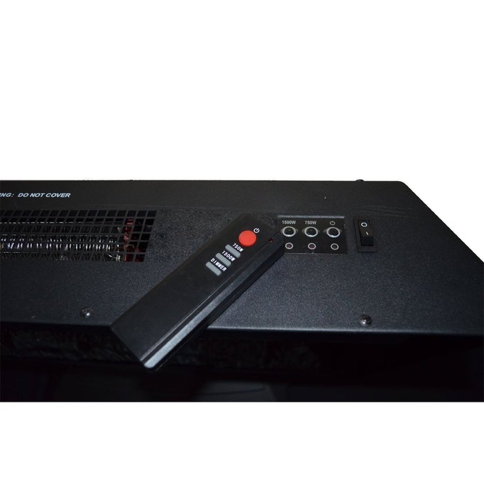 36 inch Wall Mount Stainless Panel Electric Fireplace Space Heater With Pebbles AX510DP N3