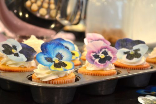 Edible Pansies - Pink, Purple, and Blue Set of 12 - Cake and Cupcake Toppers, Decoration