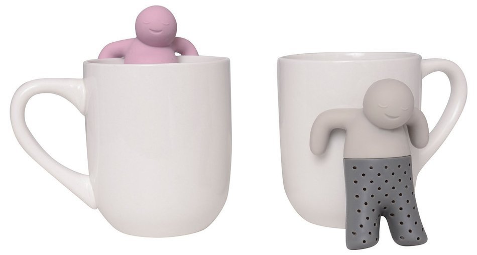 Jahoo Tea Infuser Set for Loose Leaf Tea, Silicone Tea Strainer Couple in a Set of 2, Grey and Pink