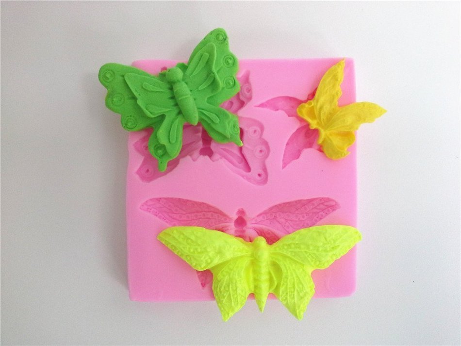 Wocuz W0348 3 Capacity of Butterfly Angle Pattern Silicone Candy Fondant Chocolate Accessory Mold Cake Decorative...