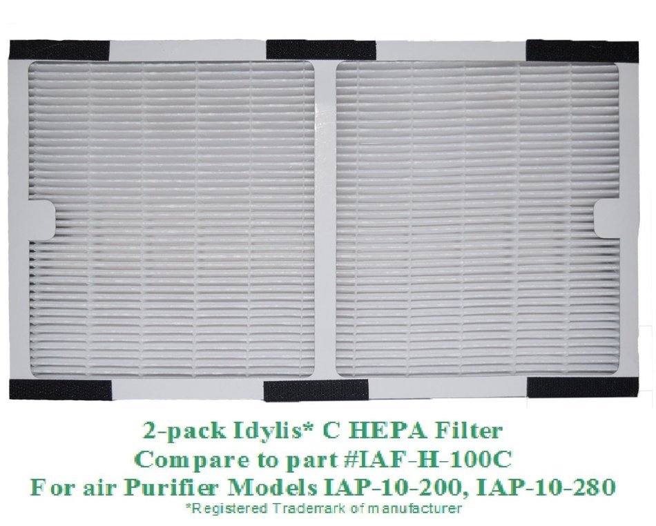 Aftermarket 2-Pack Idylis C HEPA Filter compare to part # IAF-H-100C for air Purifier Models IAP-10-200, IAP-10...