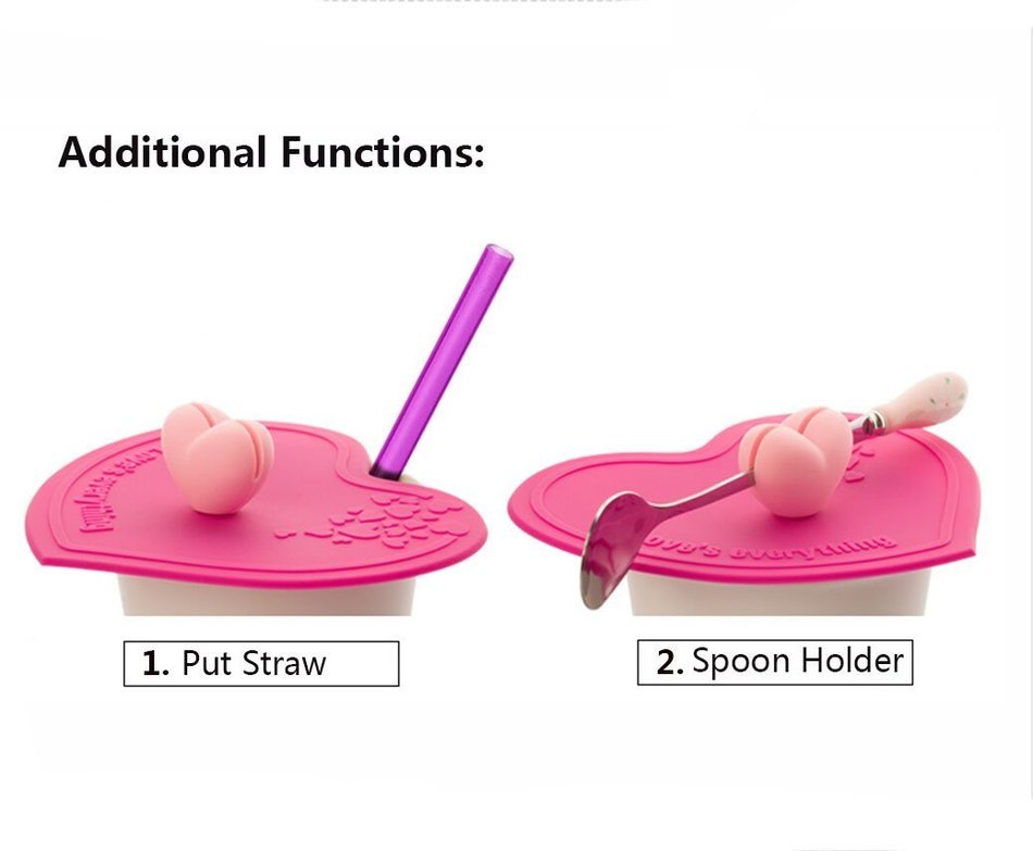 ME.FAN&trade; Silicone Anti-dust Glass Cup Cover - Love Is Everything Silicone Cup Lids - Mug Drink Cover/Spoon Holder...