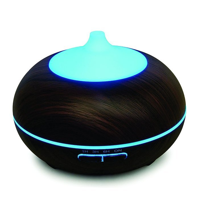 M.E.R.A. Aromatherapy Diffuser 300 ml Dark Wood Grain Ultrasonic Essential Oil Diffuser 7 Changed LED Lights Color... N6