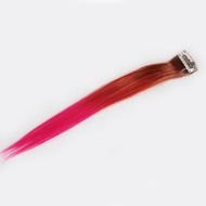 About New 35cm Colorful Gradual Change Stripes Clip In Hair Red Women