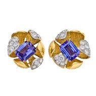 OLGA TRITT Tanzanite amp Diamond Flower Earclips