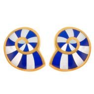 TIFFANY Lapis amp Mother Of Pearl Nautilus Ear Clips