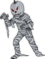 clipart of painted mummy with a pumpkin head