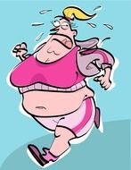 Fat Woman Running Cartoon