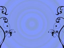 black floral pattern on a blue screen