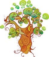 tree with curly crown as a graphic image