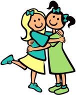 Two cartoon girls clipart