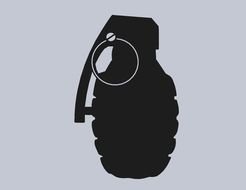 black silhouette of a grenade on a gray background