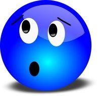 blue surprised emoticon as an illustration