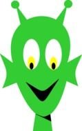 green alien head on a white background