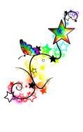 Ä°llustration of Rainbow Stars Tattoo Design