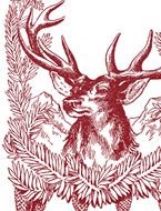 Drawing of Vintage Christmas deer