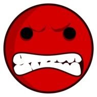 angry red smiley on a white background