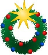 golden star in christmas wreath as graphic illustration