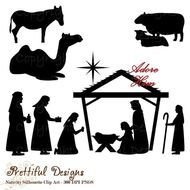 Nativity Silhouette Clip Art N4