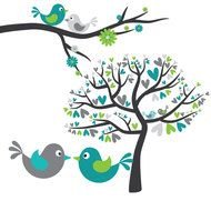 cartoon birds in spring