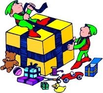 Elf Wrapping Present Clip Art