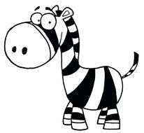 drawing of a black and white zebra on a white background