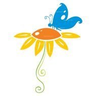 Clipart of Butterfly and flower