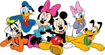 clipart of drawn Mickey Mouse and his friends cartoon