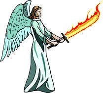 painted angel with a fire sword