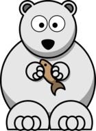 polar bear with fish as a cartoon character