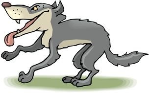 cartoon wolf in tongue hanging out