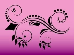 black Floral Swirls on purple background